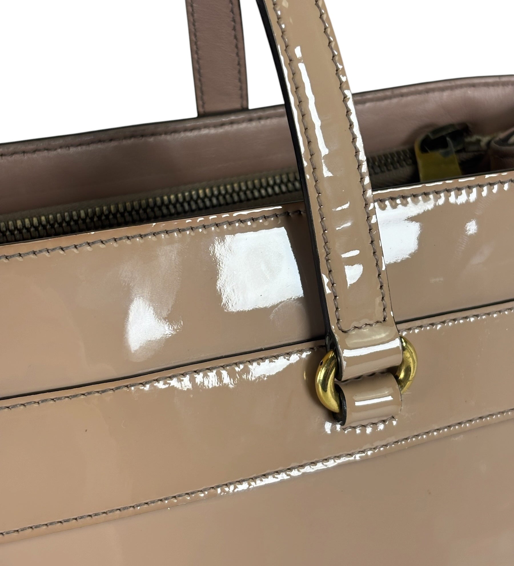 Gucci Dusty Rose Patent Leather Horsebit Two-Way Tote