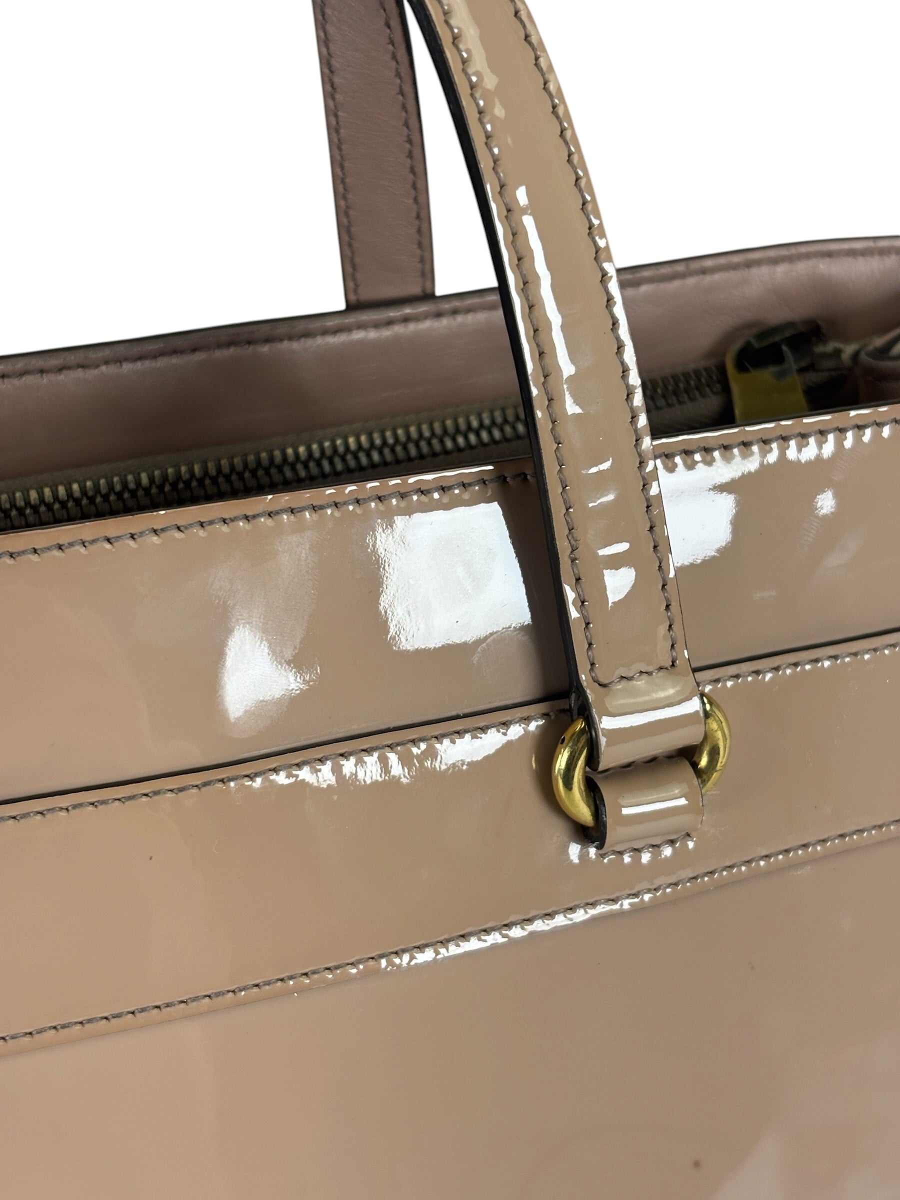 Gucci Dusty Rose Patent Leather Horsebit Two-Way Tote