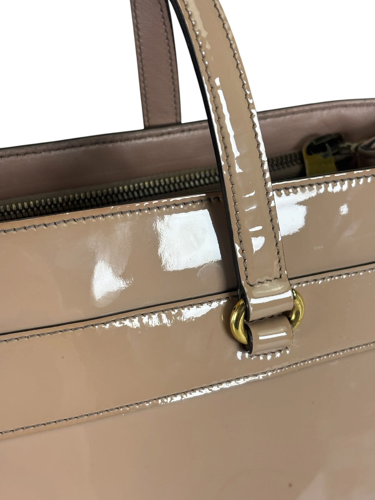 Gucci Dusty Rose Patent Leather Horsebit Two-Way Tote