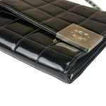 Chanel Black Patent Chocolate Bar Quilted Flap Shoulder Bag 2001
