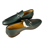 Gucci Green Leather Jordaan Horsebit Loafers