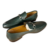 Gucci Green Leather Jordaan Horsebit Loafers