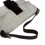 Fendi Leather-Trimmed Beaded Baguette Light Pink