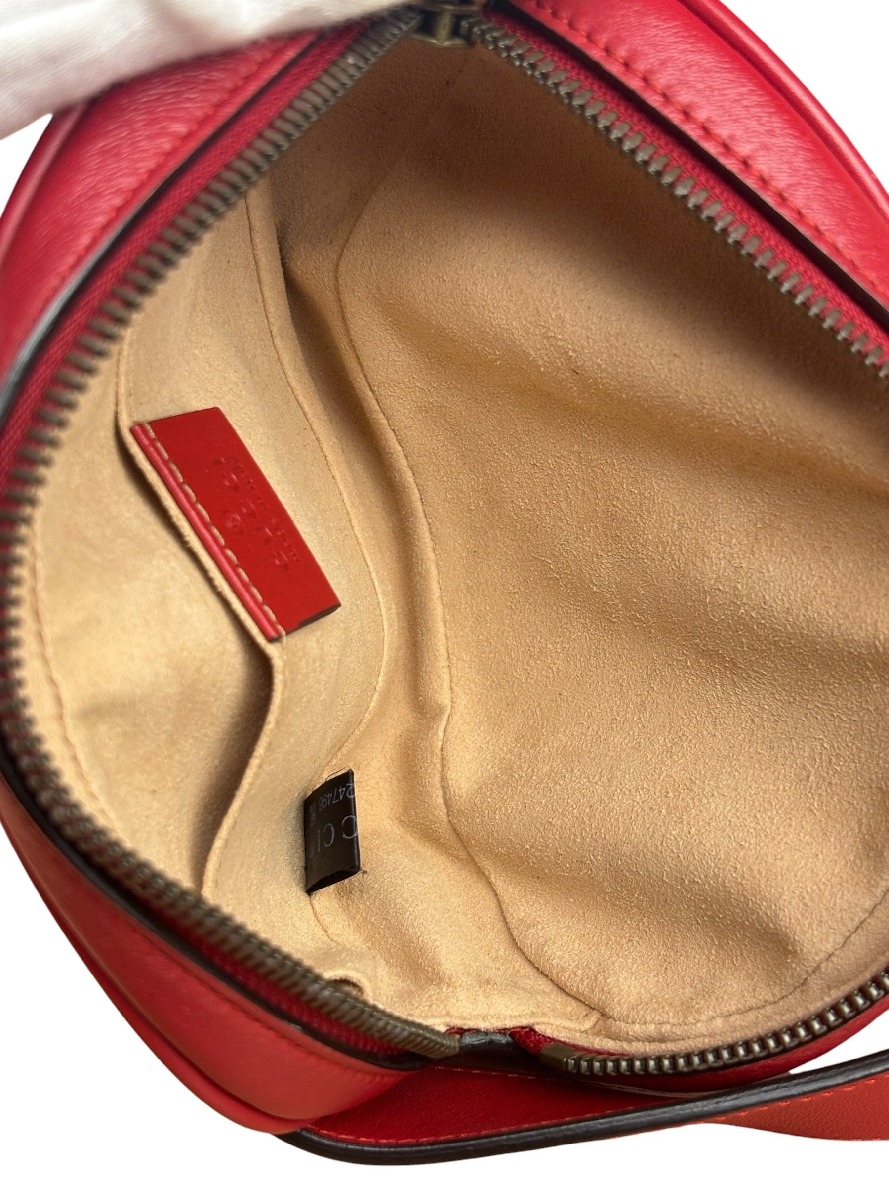 Gucci Red Leather Marmont Matelasse Waist Belt Bag