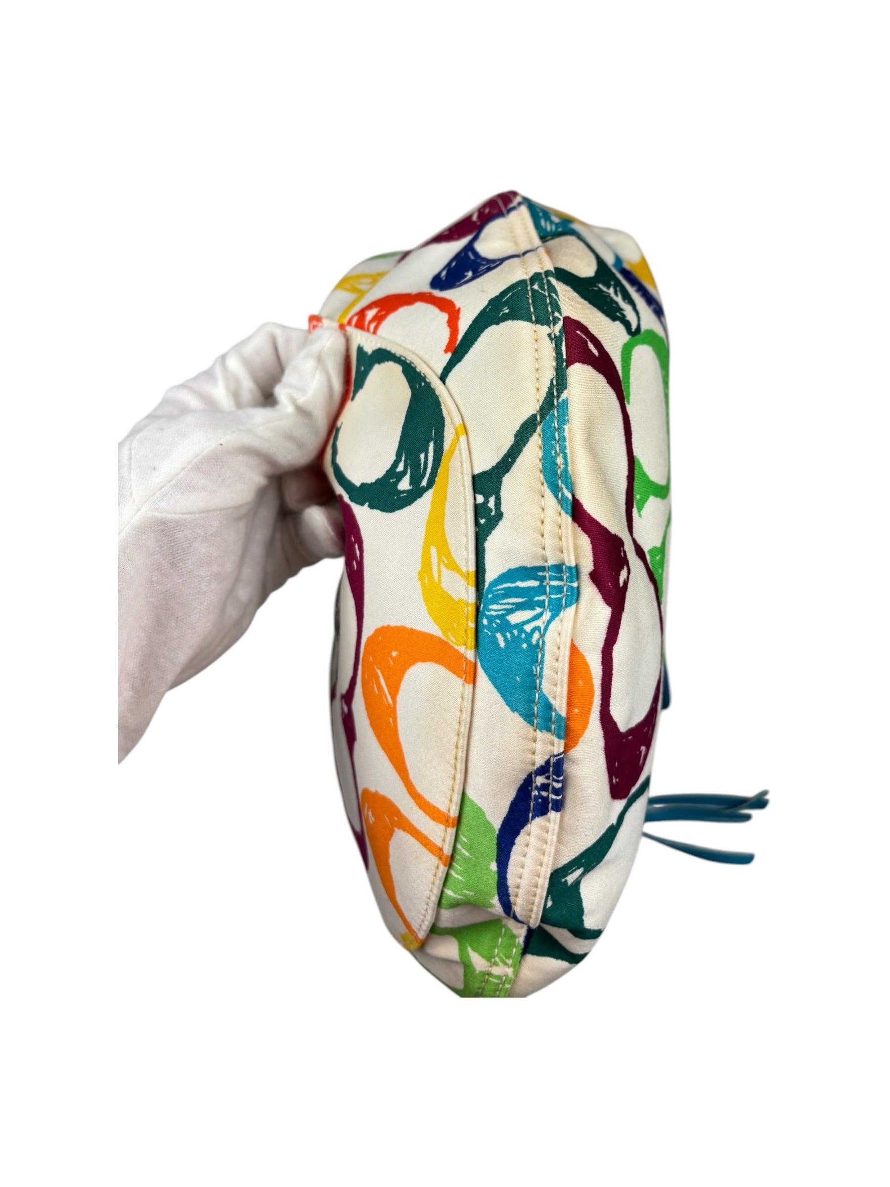Coach Multicolor Leather Trim Scribble Hobo Bag