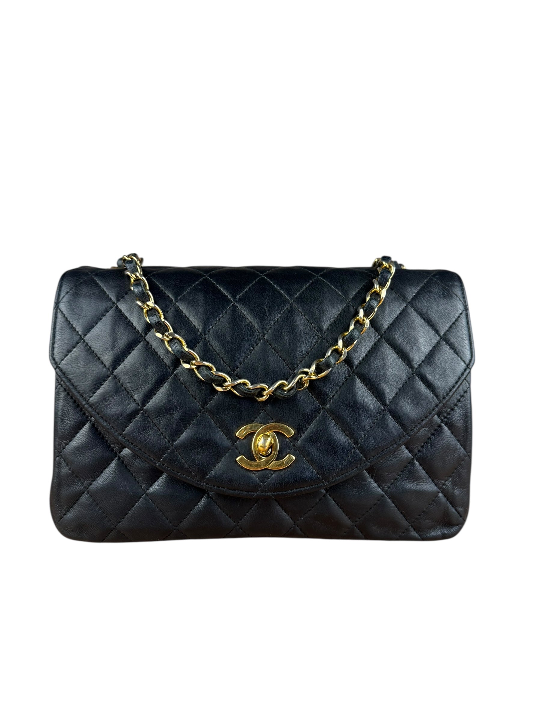 Chanel Black Quilted Half Moon Flap Bag 1990
