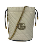 Gucci GG Ivory Leather Marmont Chain Bucket Bag