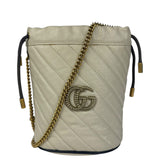Gucci GG Ivory Leather Marmont Chain Bucket Bag
