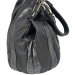 Prada Black Tessuto Nylon/Leather Trim Waves Hobo Bag