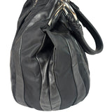 Prada Black Tessuto Nylon/Leather Trim Waves Hobo Bag