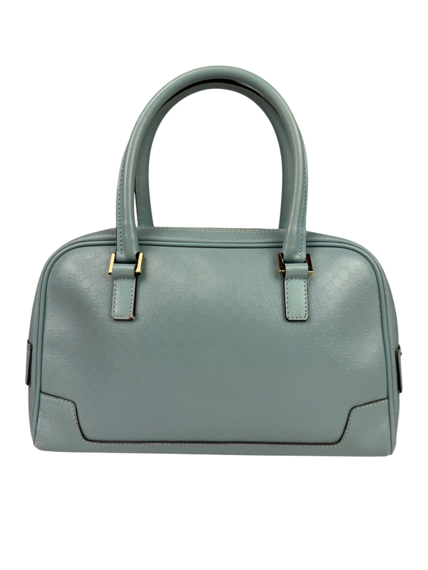 Gucci Blue Leather Micro GG Bowler Bag