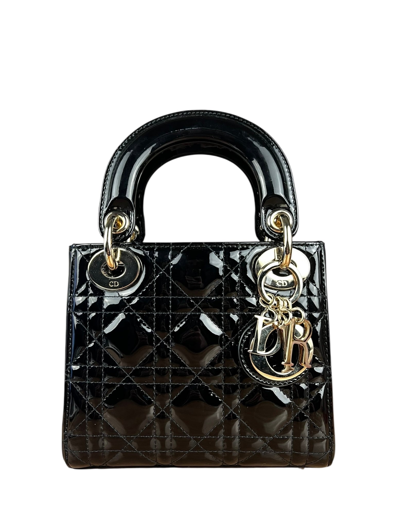 Dior Patent Cannage Mini Lady Dior Black