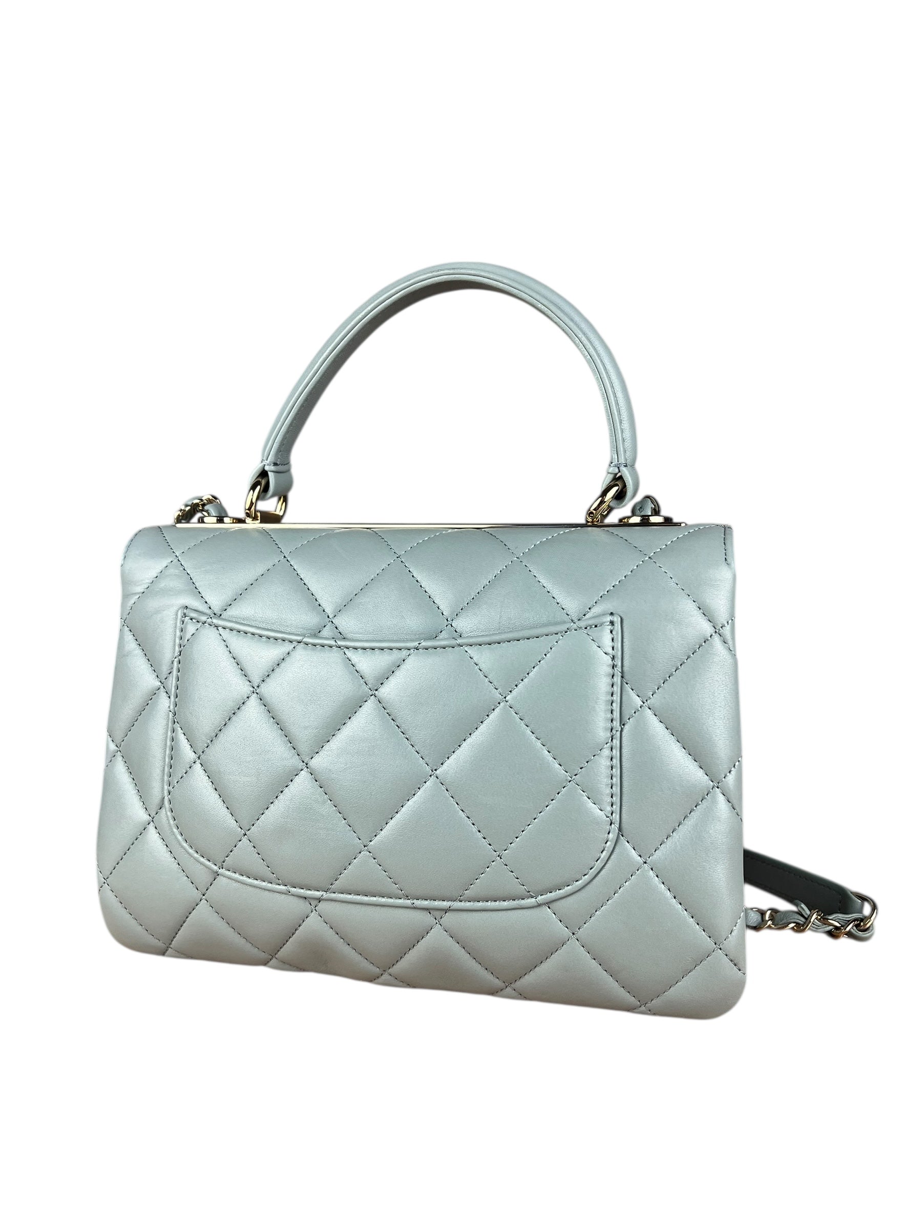 Chanel CC Trendy Blue Leather Flap Top Handle Bag