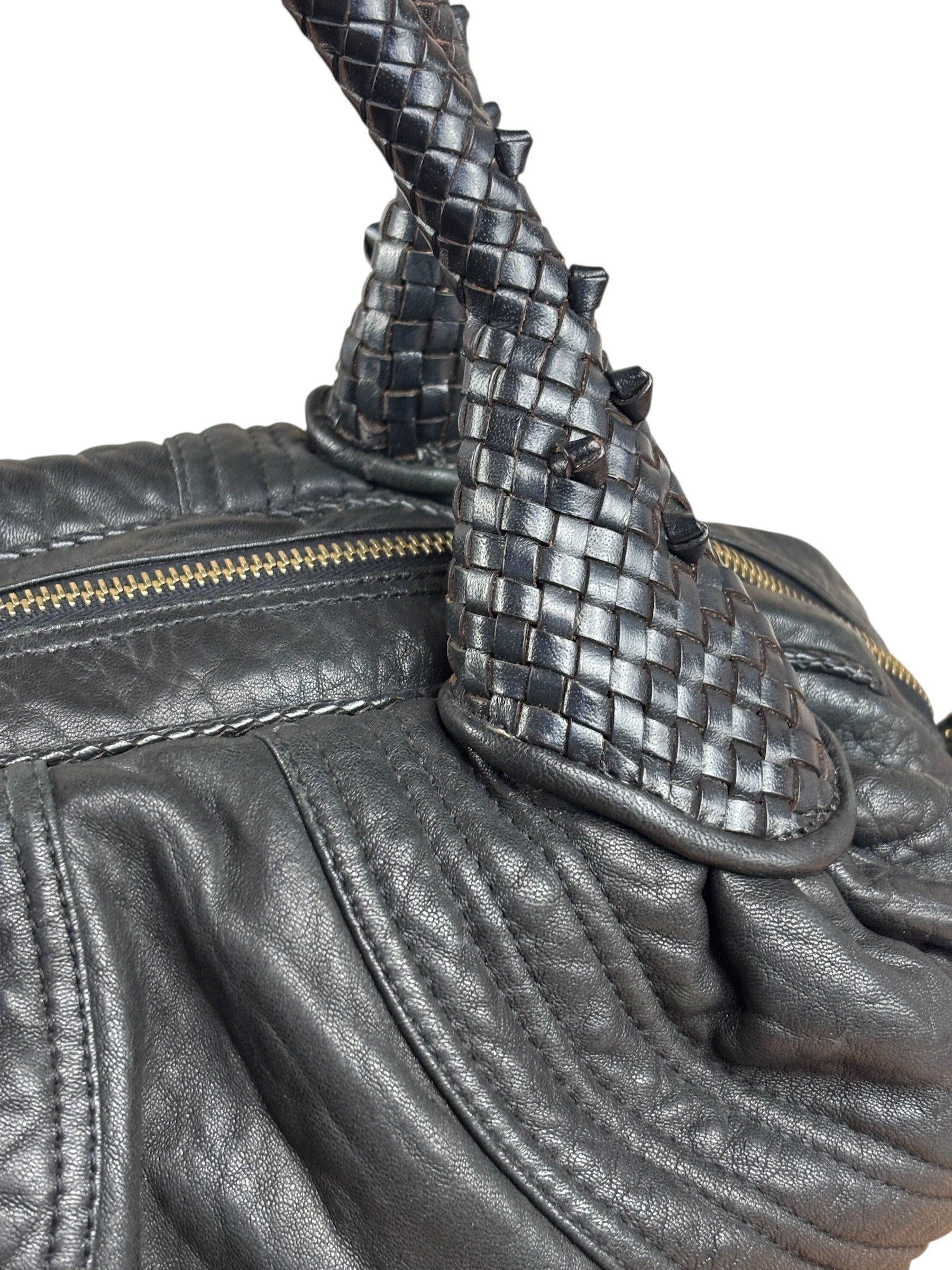 Fendi Vintage Black Leather Spy Hobo Bag