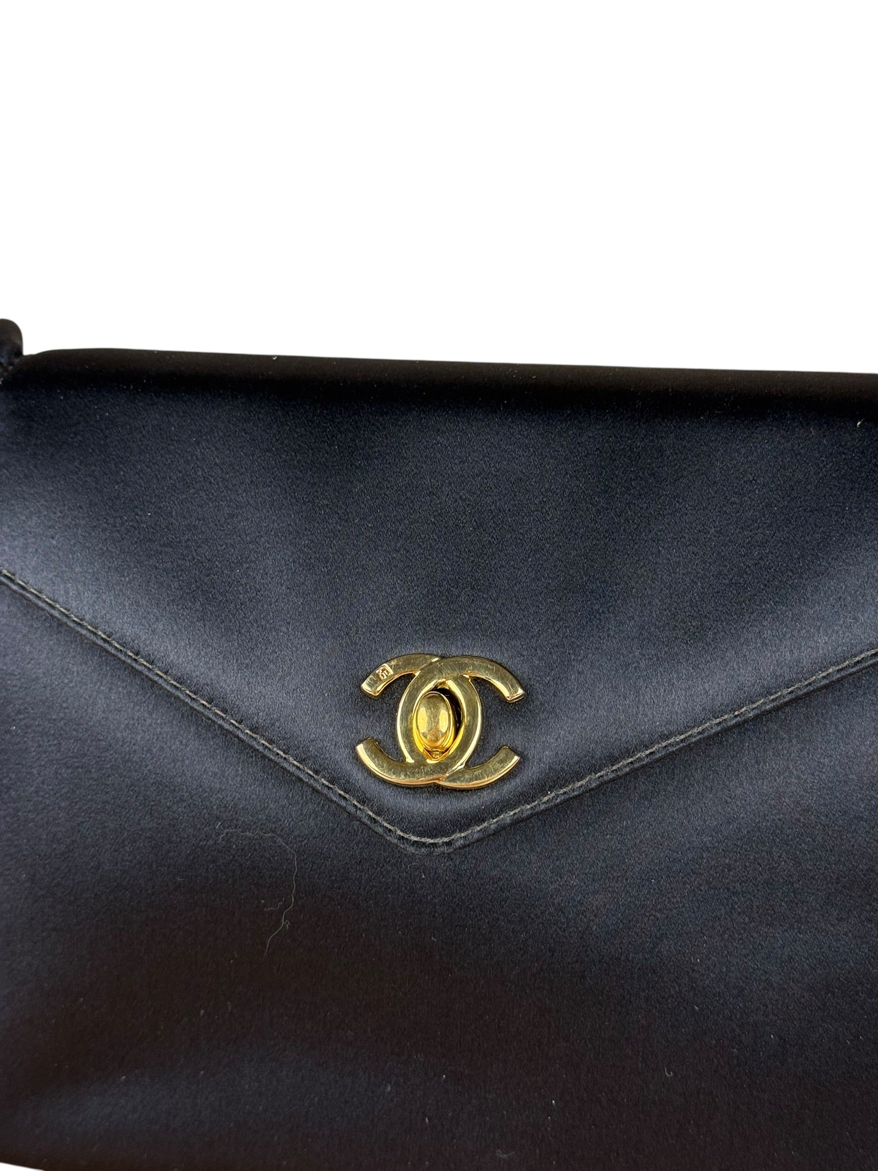 Chanel Vintage Black Mini Satin Flap Braided Shoulder Bag
