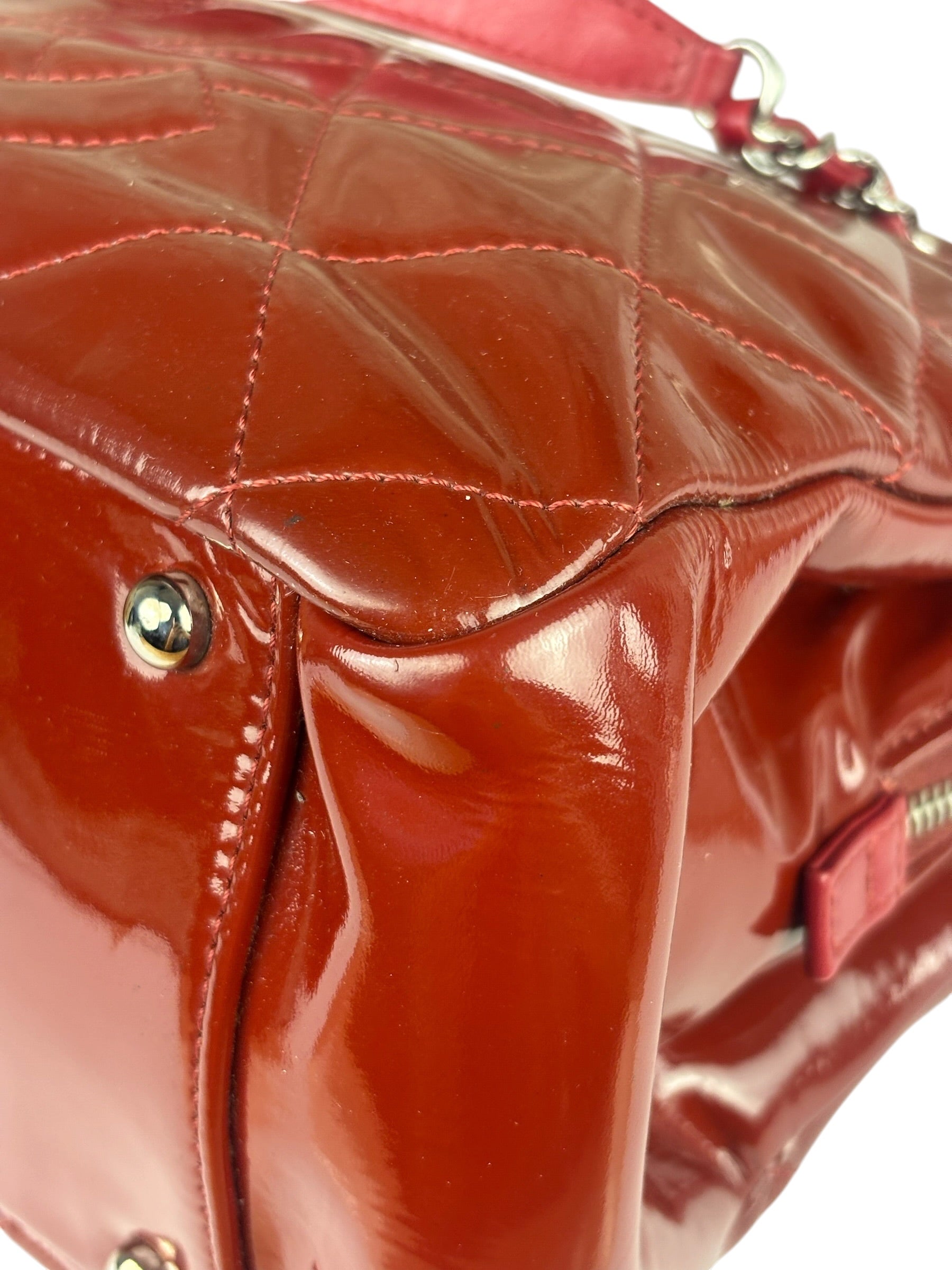 Chanel Red Patent Leather Chain Shoulder Bag 2012