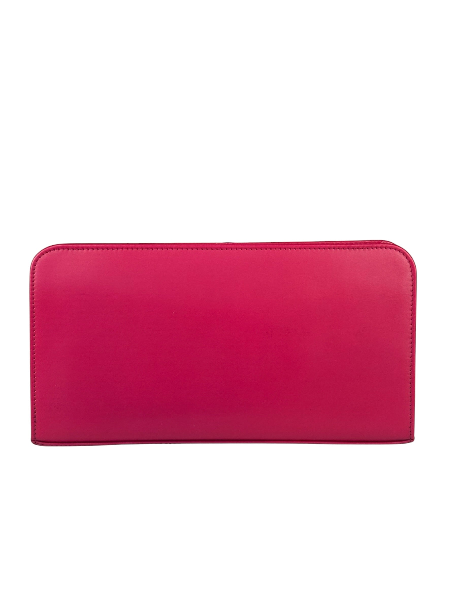 Yves Saint Laurent Bright Pink Leather Zip-Around Long Wallet