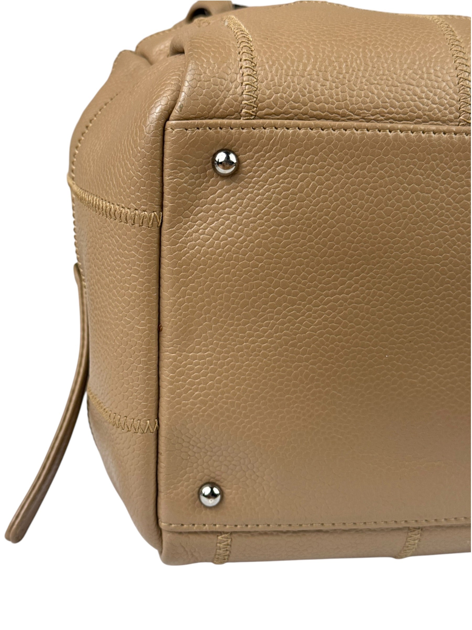 Chanel Beige Leather Chocolate Bar Bowler Bag 2004