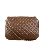 Chanel Brown Quilted Leather Flap Chain Messenger Bag
