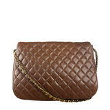 Chanel Brown Quilted Leather Flap Chain Messenger Bag