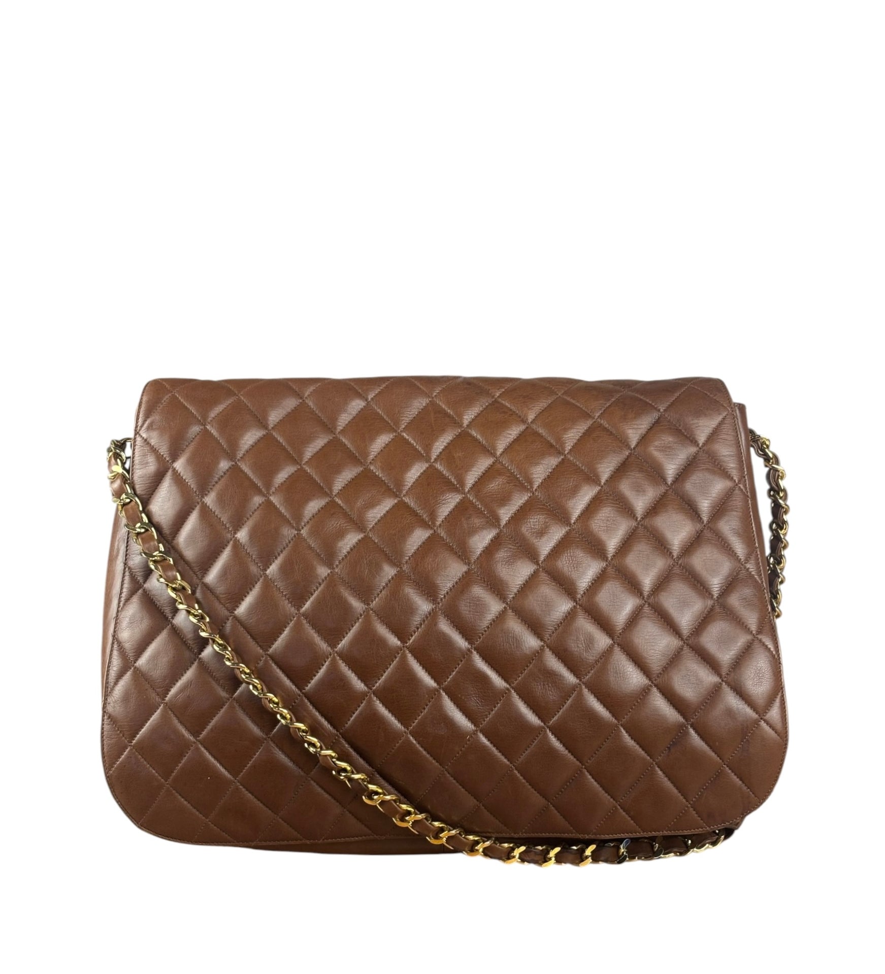 Chanel Brown Quilted Leather Flap Chain Messenger Bag
