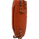 Chanel Orange Quilted Lambskin Flap Bag 2008