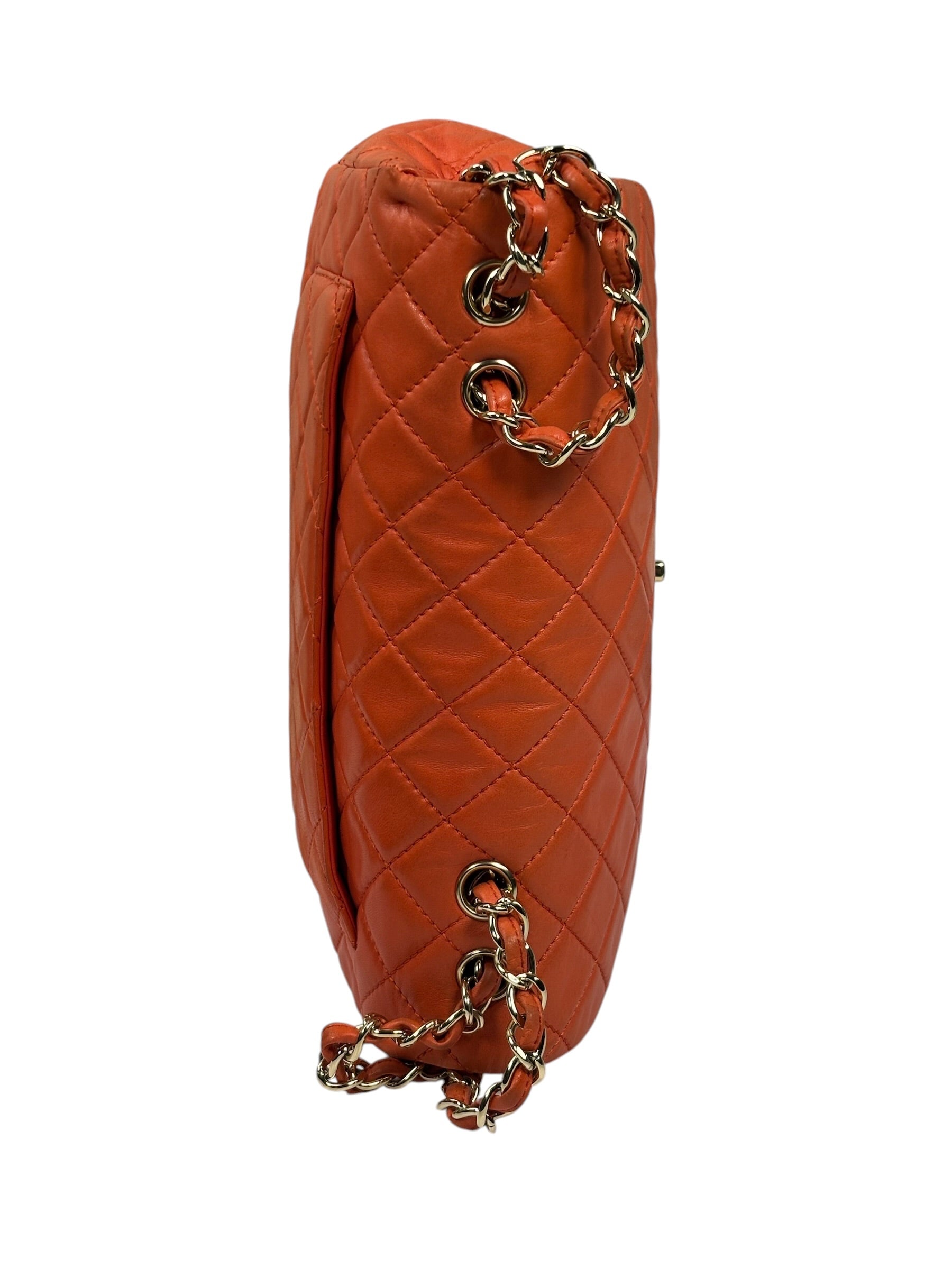 Chanel Orange Quilted Lambskin Flap Bag 2008