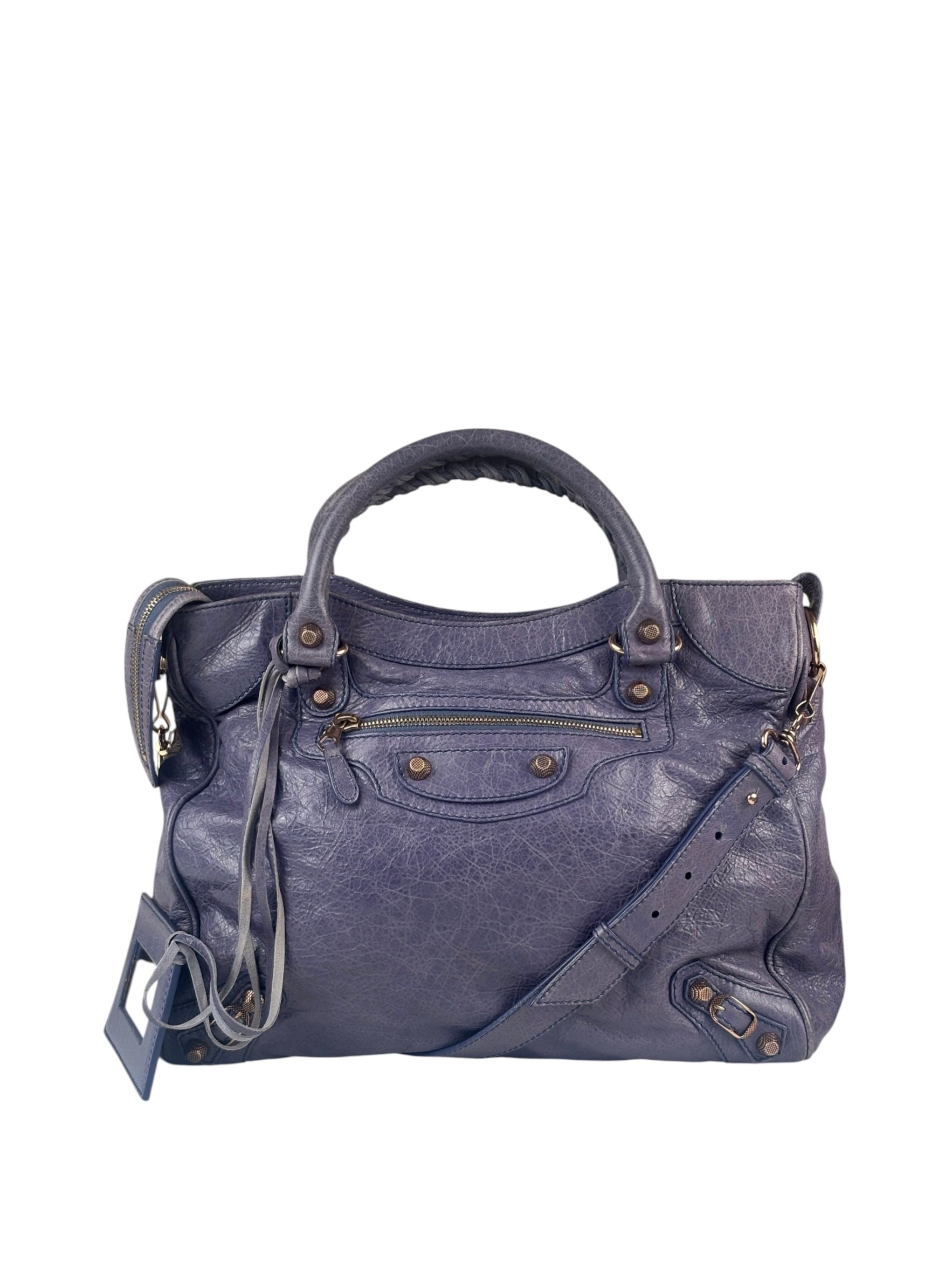 Balenciaga Purple Leather City Two-Way Bag