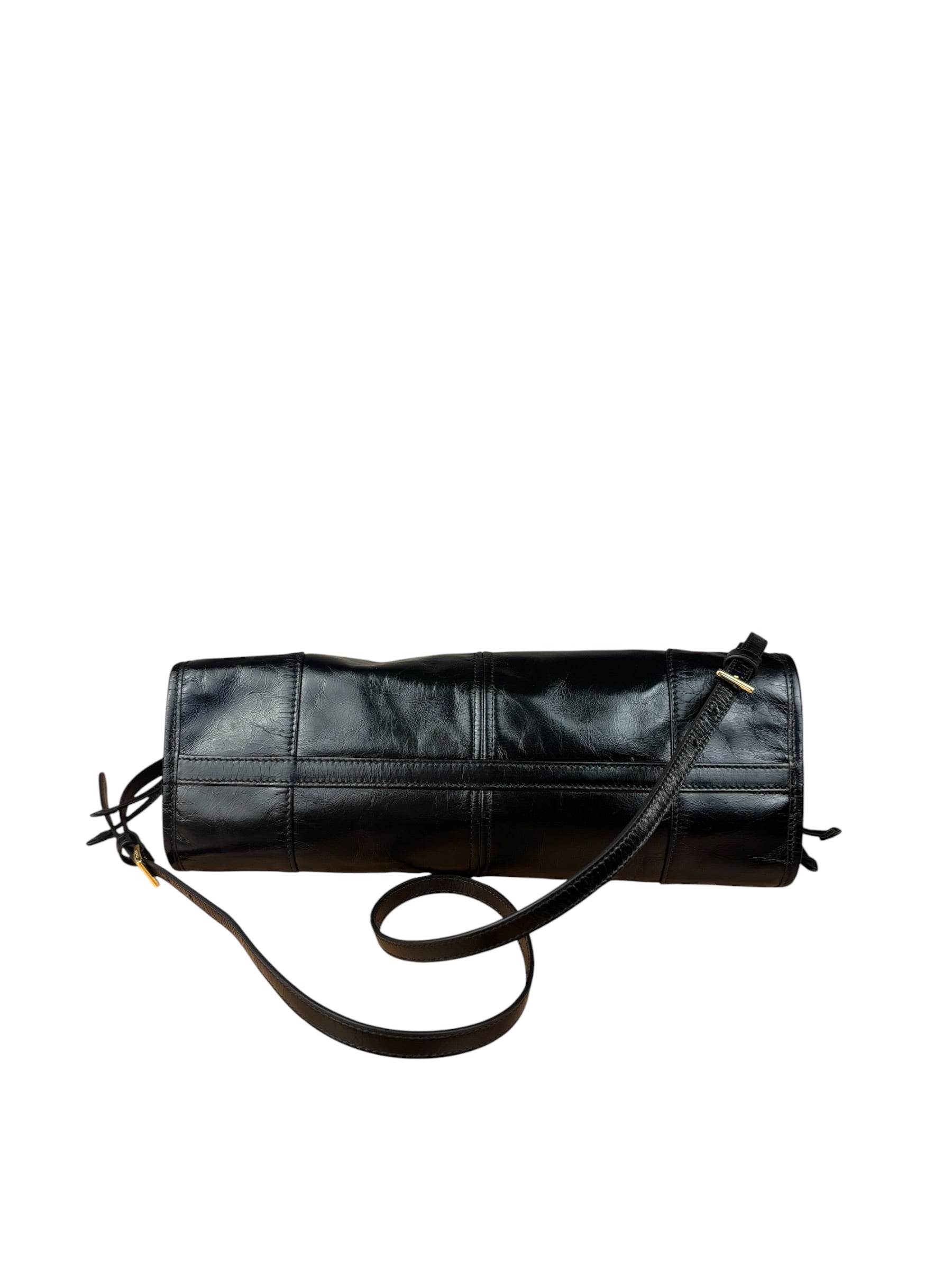 Prada Black Patent Leather Bonnie Medium Two-Way Bag