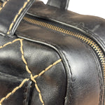 Chanel Vintage Black Leather Wild Stitch Bowler Shoulder Bag 2001