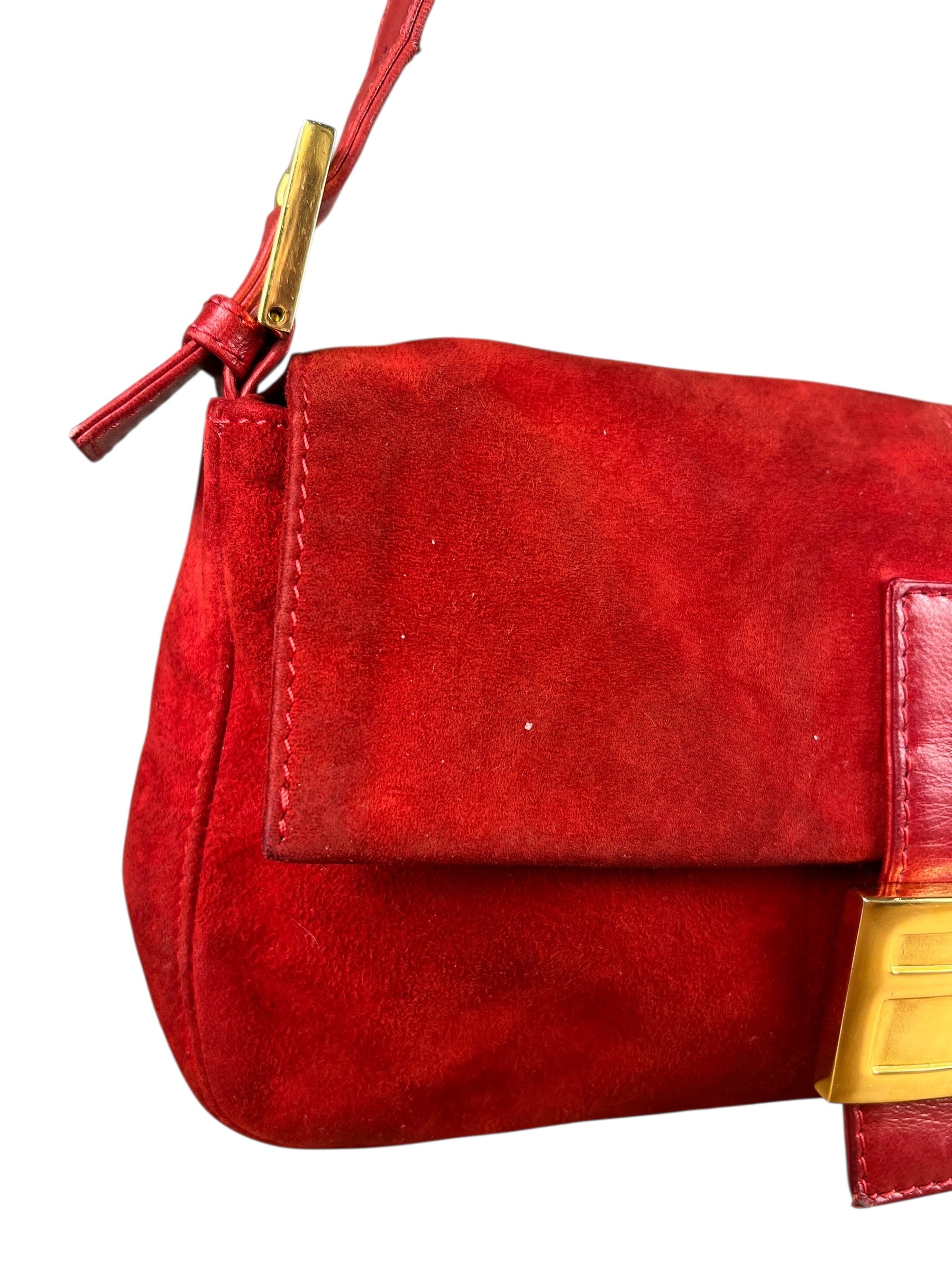 Fendi Baguette Red Suede