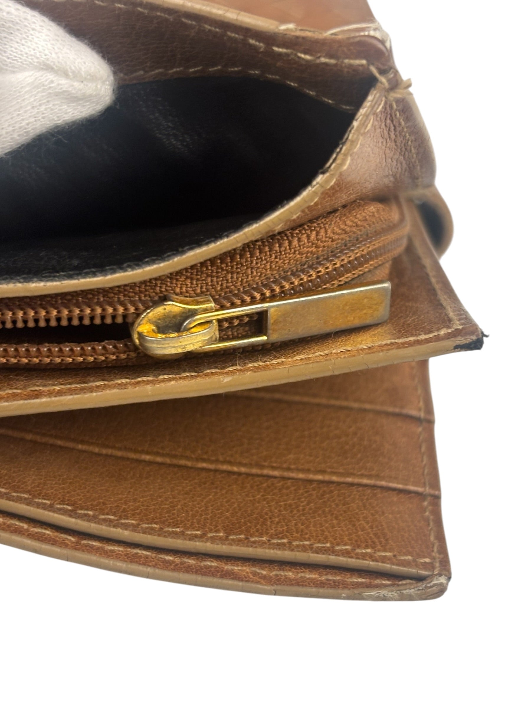 Bottega Veneta Vintage Brown Leather Woven Intrecciato Wallet