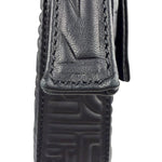 Fendi Black Leather 3D Logo Embossed Baguette