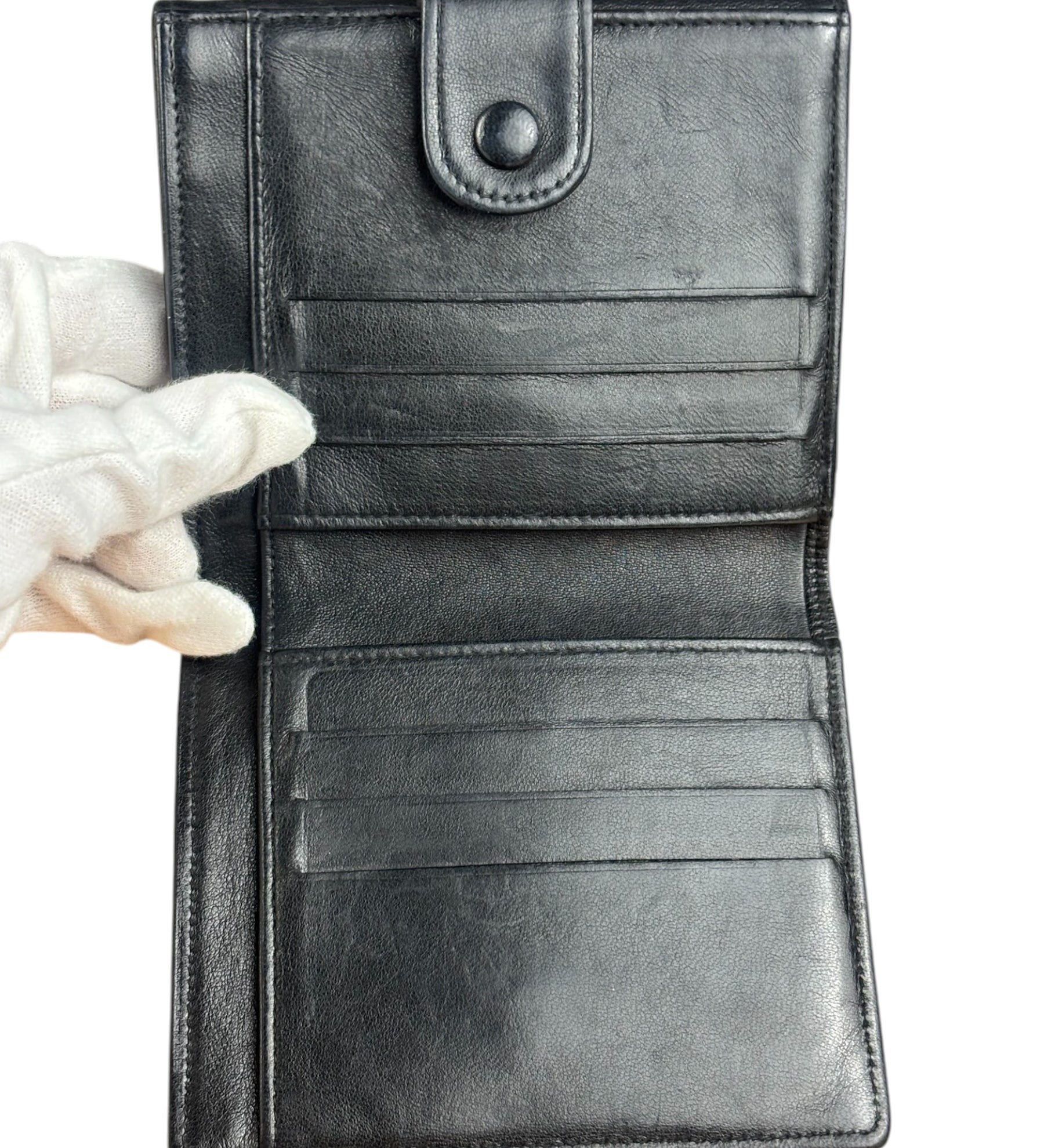 Chanel Vintage Black Leather CC Compact Wallet 1997
