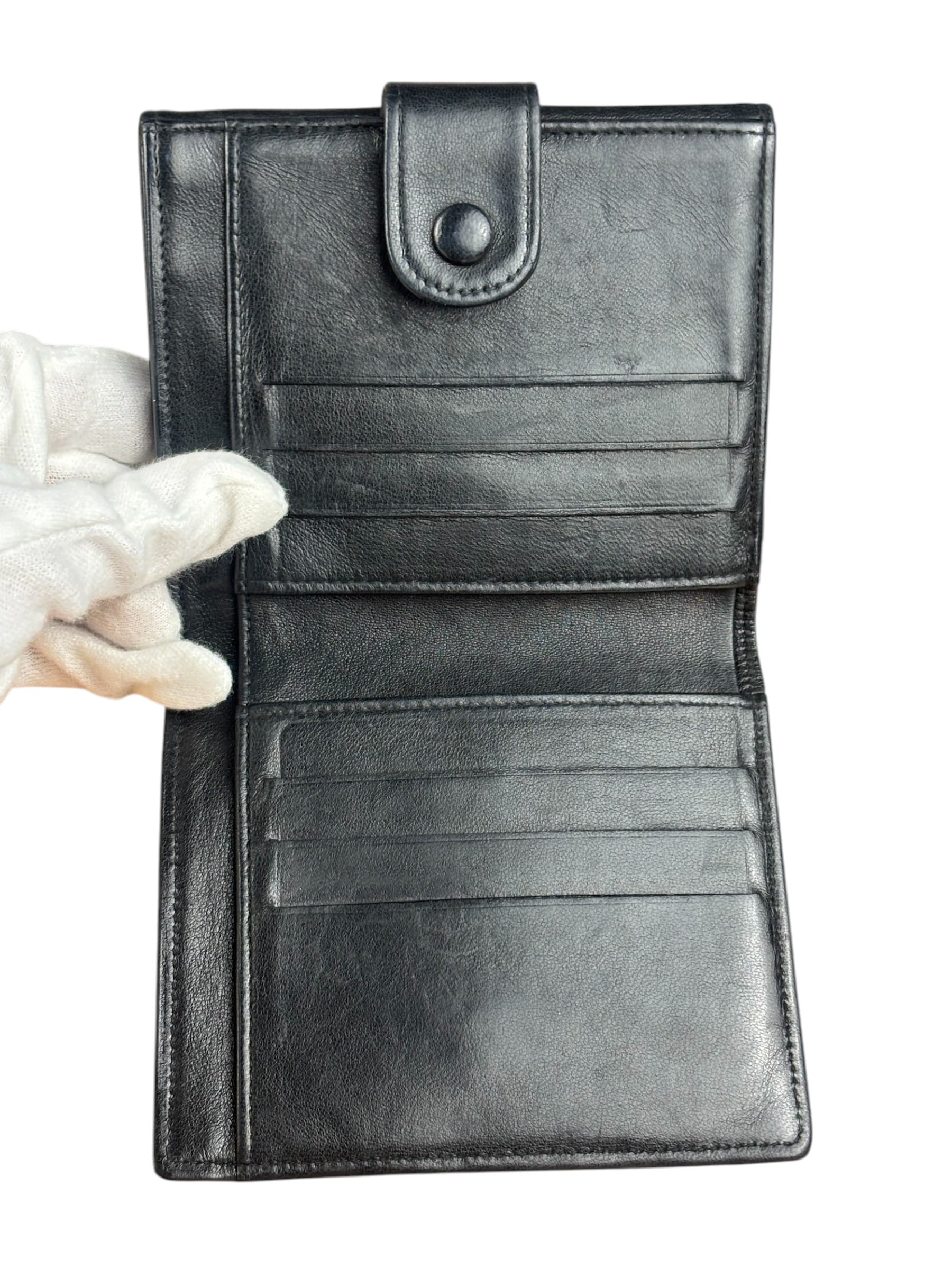 Chanel Vintage Black Leather CC Compact Wallet 1997