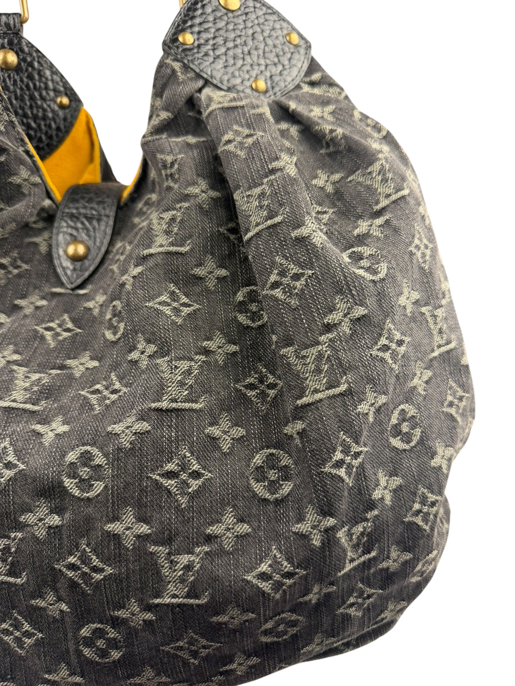 Louis Vuitton Black Denim Mahina Hobo Bag XL