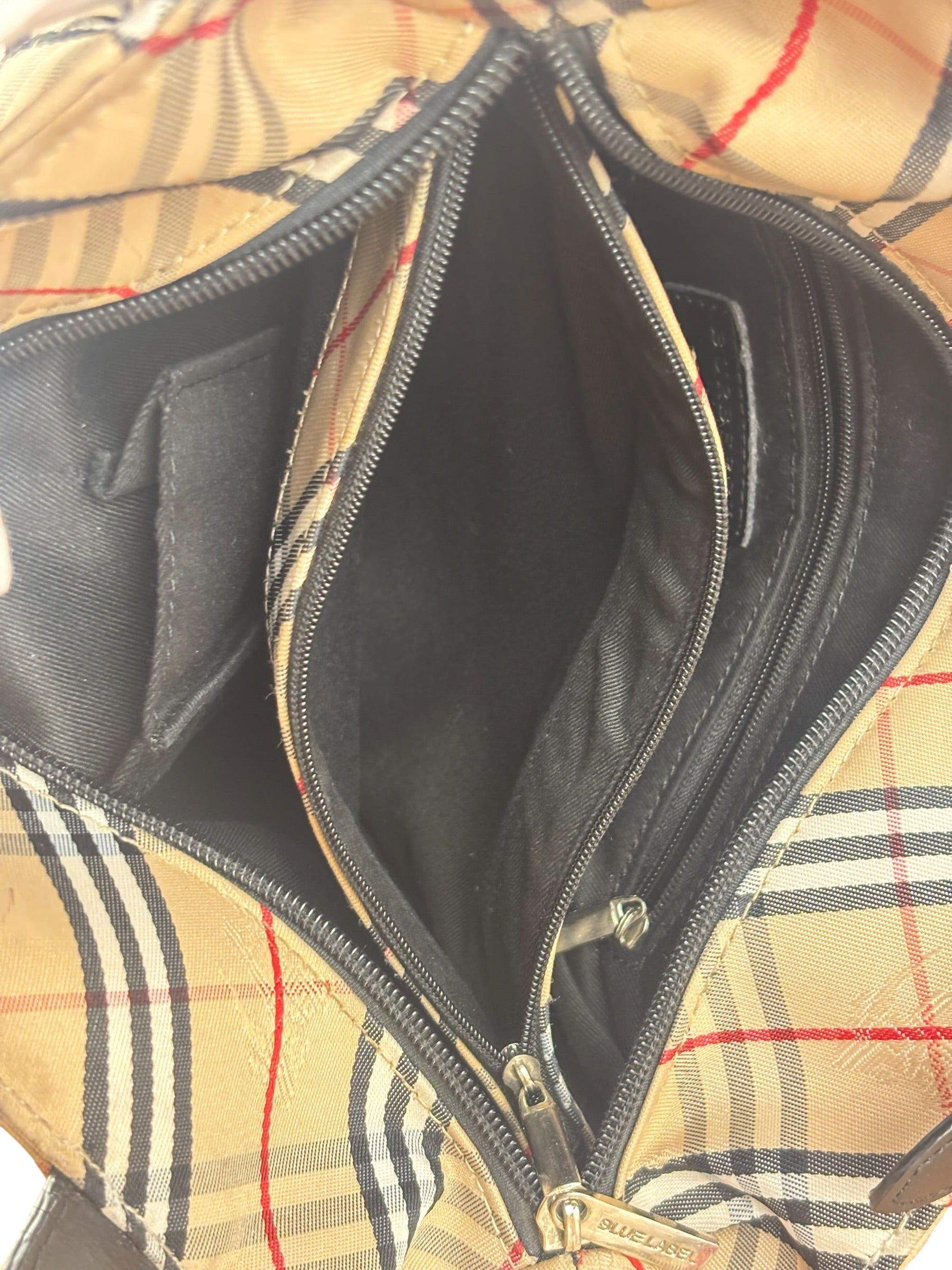 Burberry Vintage Blue Label Nova Check Multi-Pocket Nylon Tote Bag
