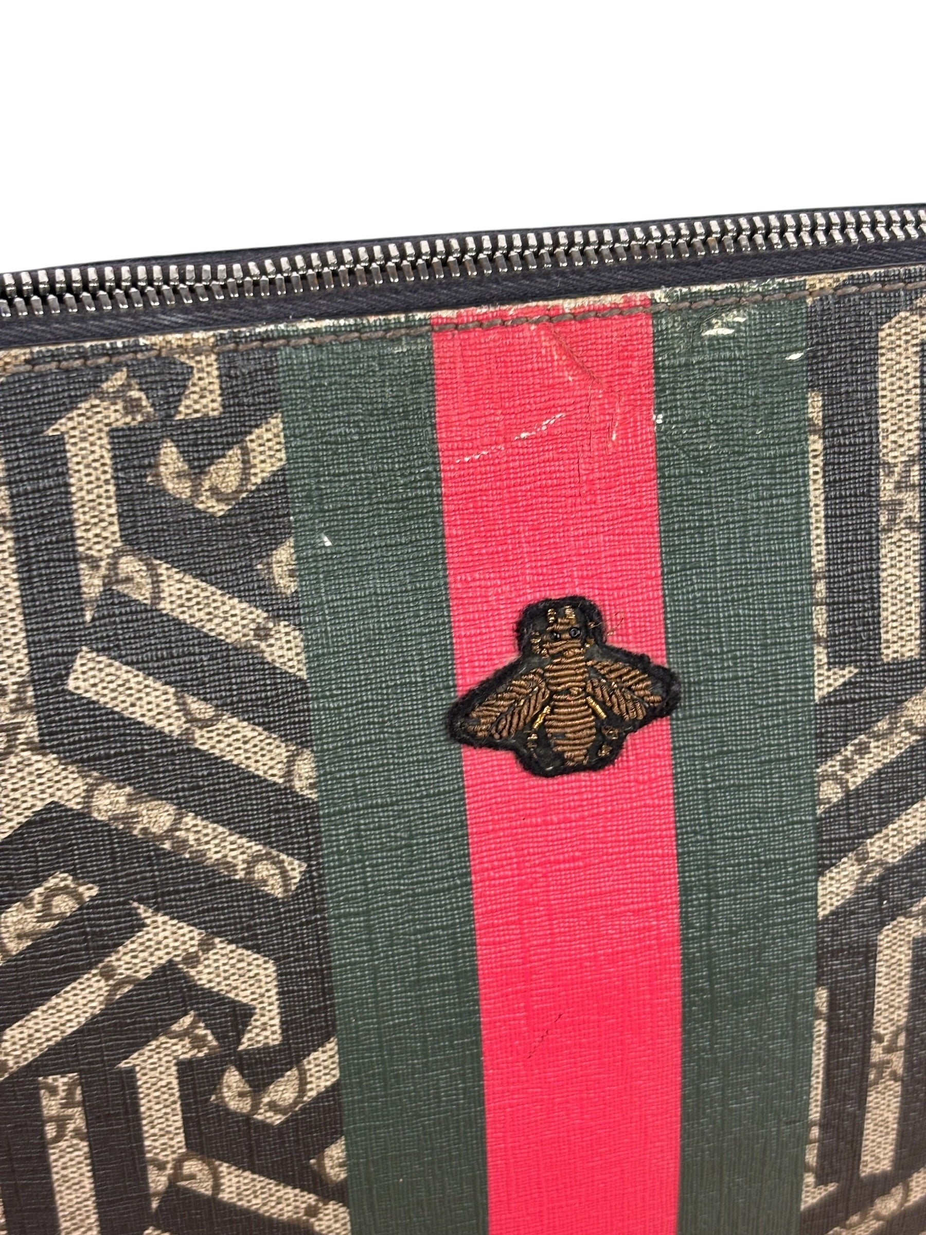 Gucci Beige/Black GG Caleido Web Zip Crossbody Bag