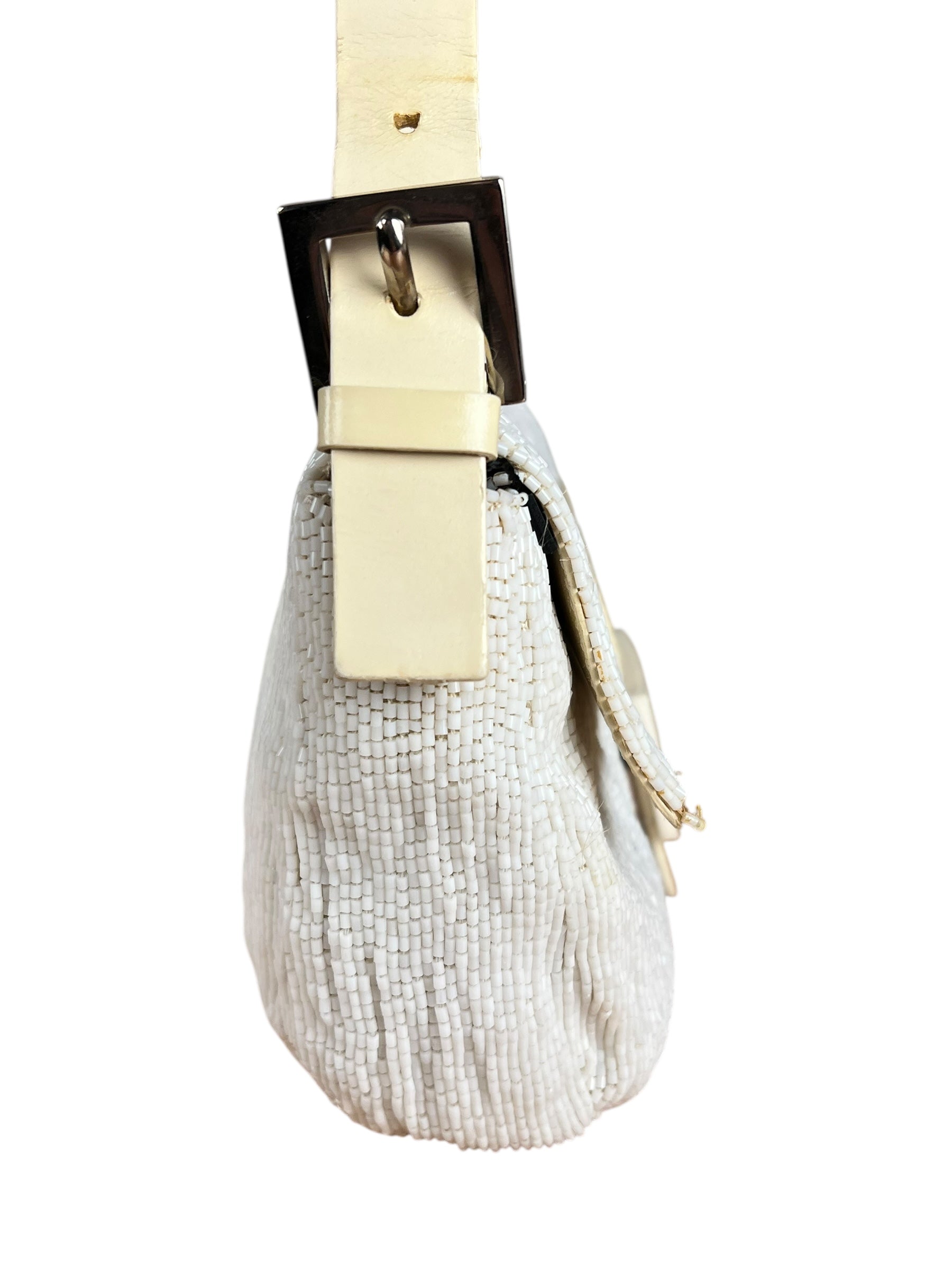 Fendi Vintage Beaded Baguette White