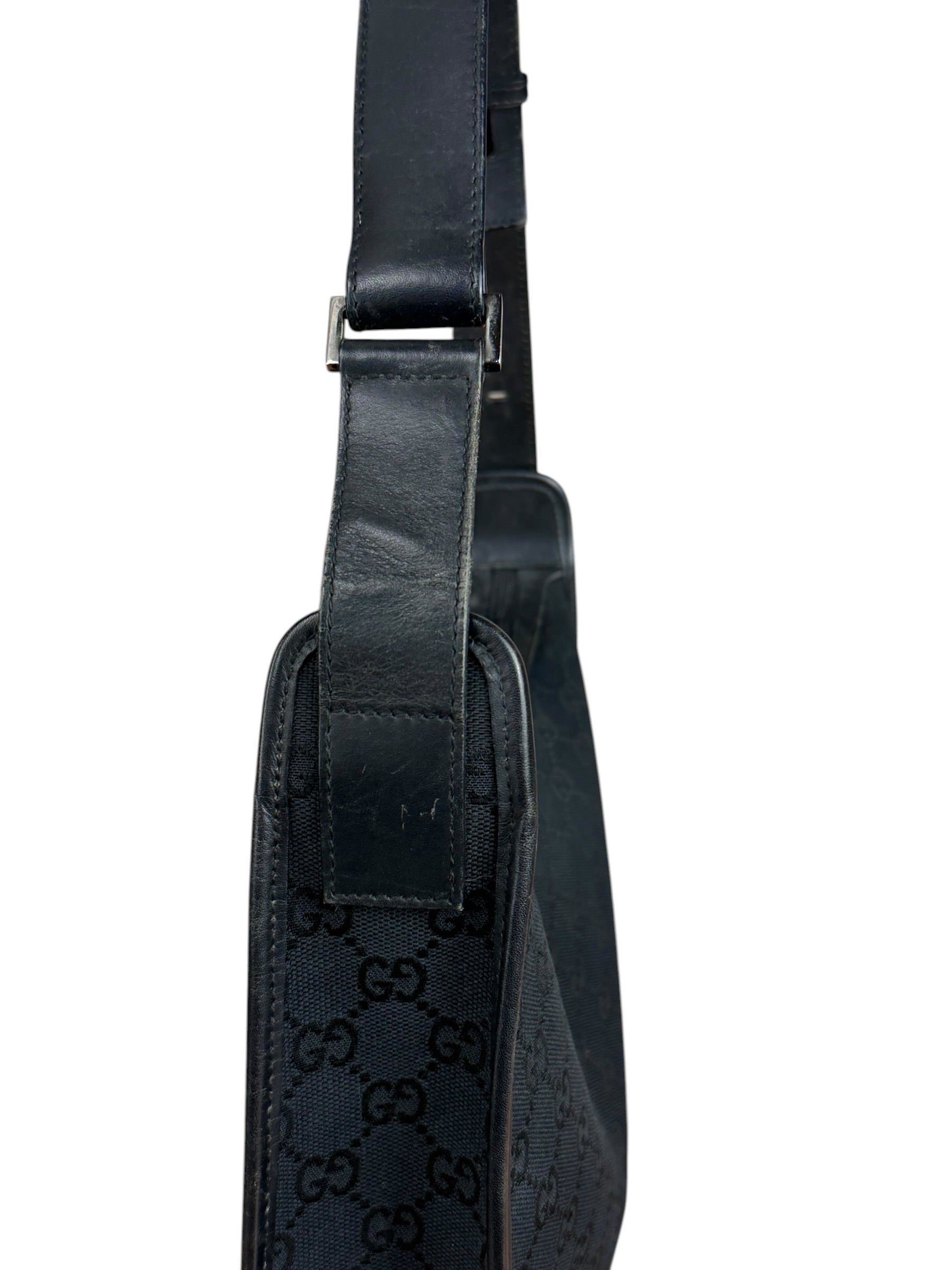 Gucci Vintage Black GG Canvas Shoulder Bag