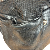 Chloé Vintage Black Leather Python Silverado Shoulder Bag