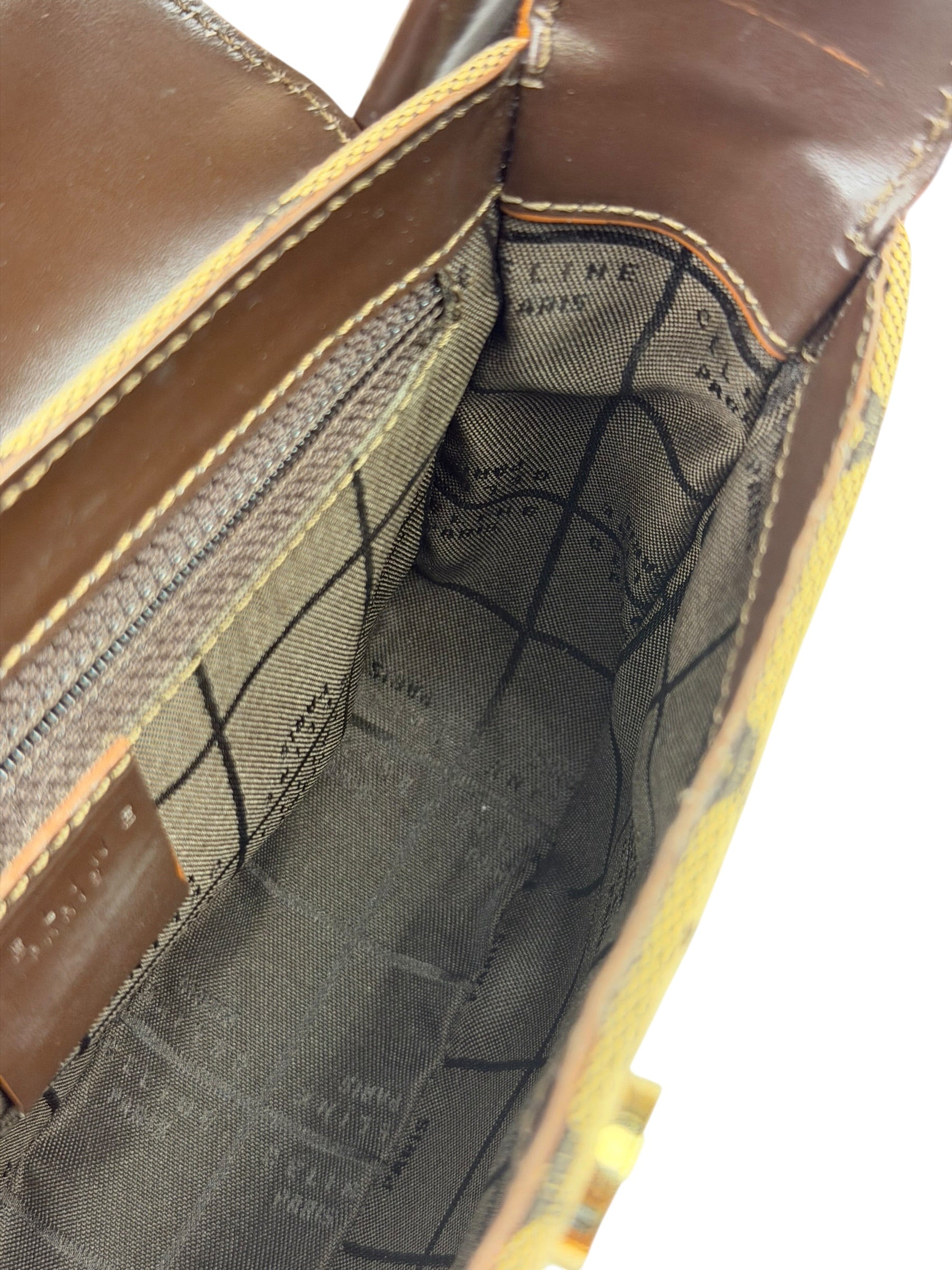 Celine Brown Leather Trim C Macadam Hobo Bag
