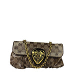 Gucci Brown Patent Leather GG Crystal Babouska Hysteria Pochette