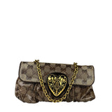 Gucci Brown Patent Leather GG Crystal Babouska Hysteria Pochette