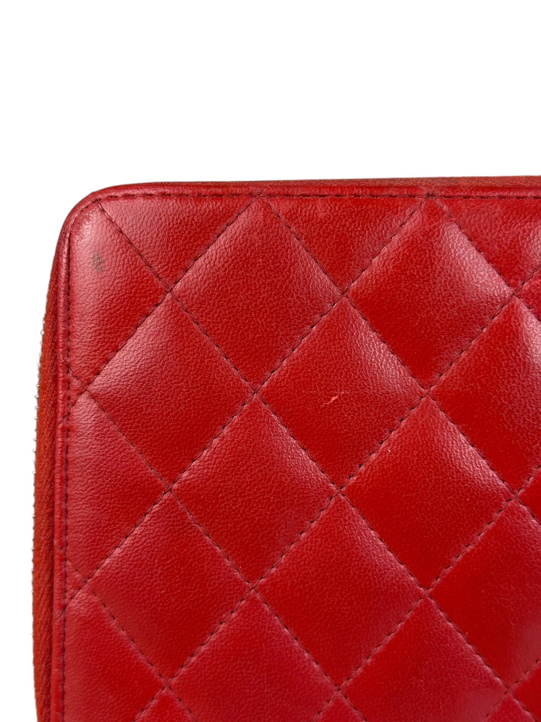 Chanel Red Quilted Leather Long Organizer Wallet 2010