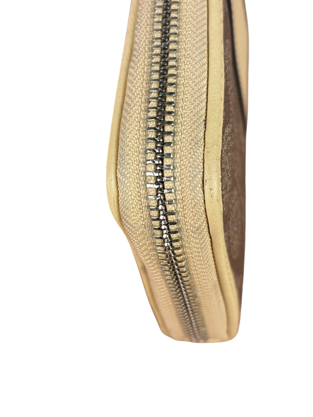 Coach Beige/Brown Leather C Signature Zip-Around Long Wallet