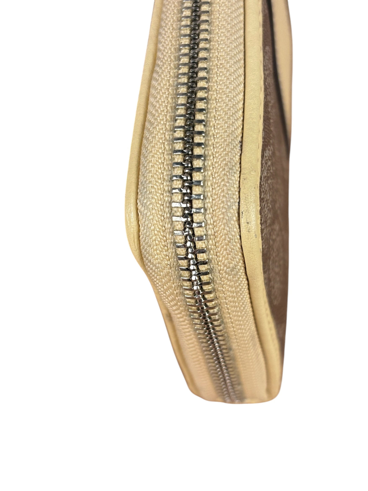 Coach Beige/Brown Leather C Signature Zip-Around Long Wallet