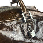 Loewe Vintage Brown Patent Leather Amazona Handbag