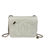 Chanel White Leather CC Mania Flap Bag 2019