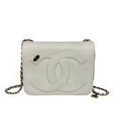 Chanel White Leather CC Mania Flap Bag 2019